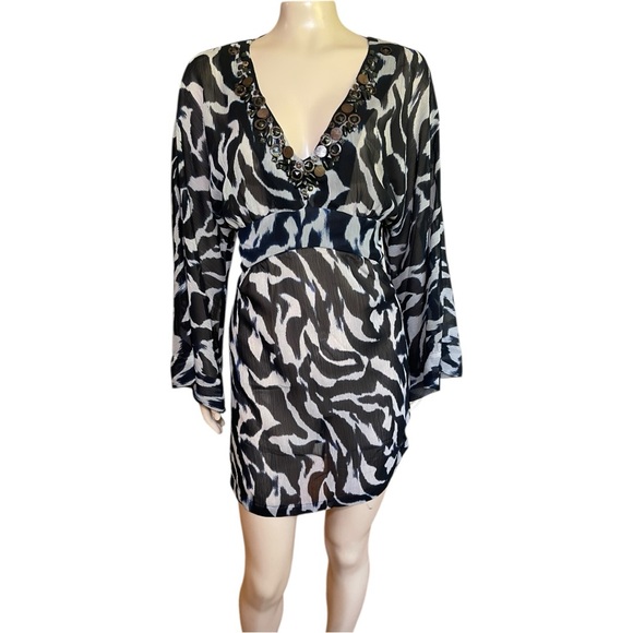 Alberto Makali Other - Alberto Makali Navy and White Swim Coverup